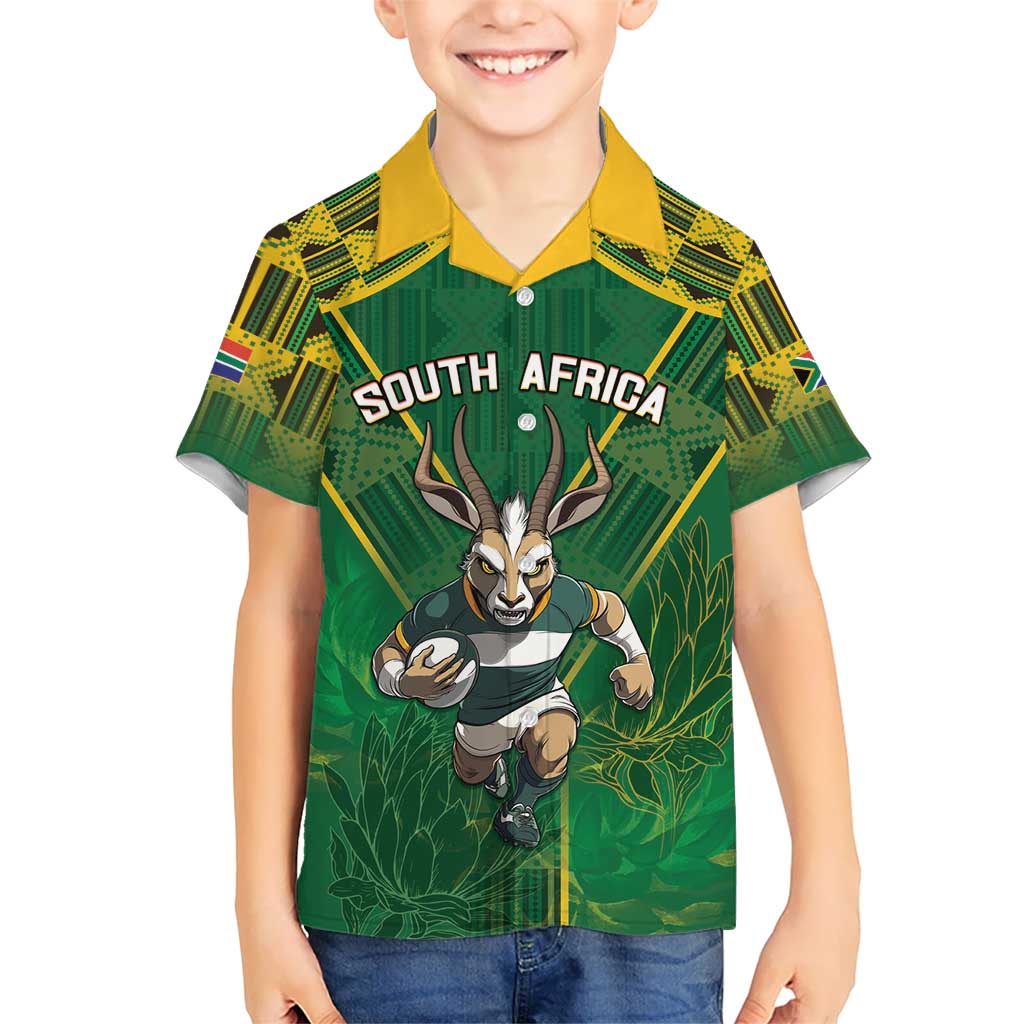 Custom South Africa Rugby 2024 Kid Hawaiian Shirt Go Bokke African Pattern LT05 - Wonder Print Shop