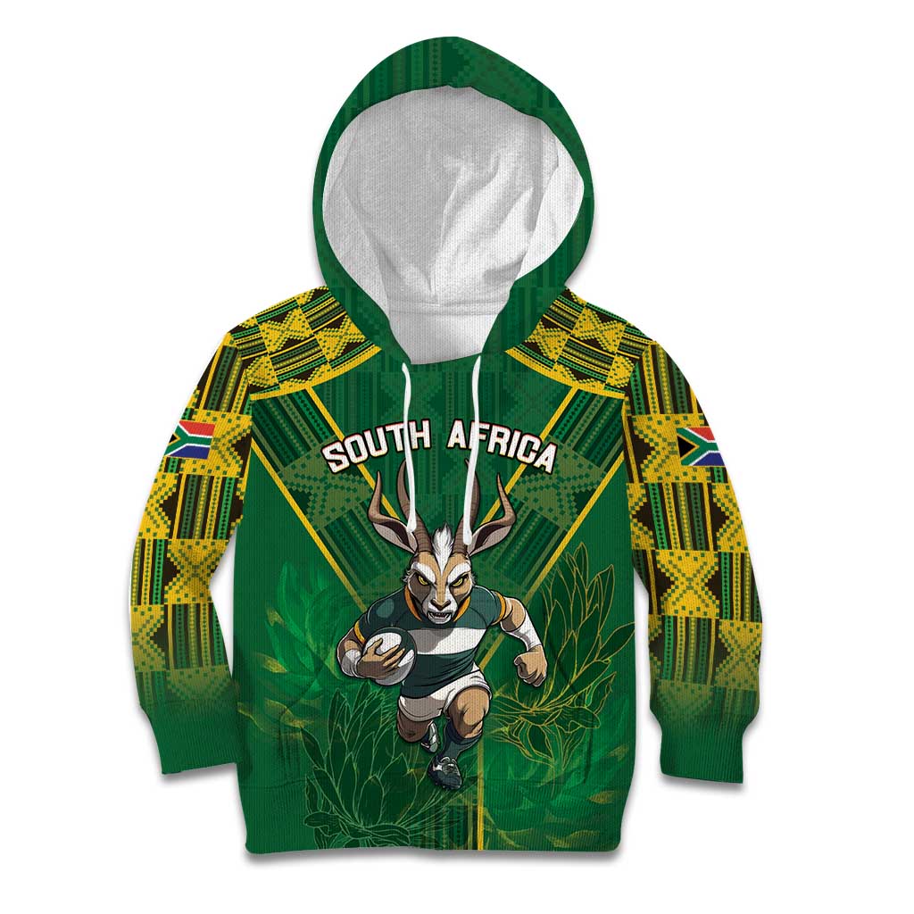 Custom South Africa Rugby 2024 Kid Hoodie Go Bokke African Pattern LT05 - Wonder Print Shop