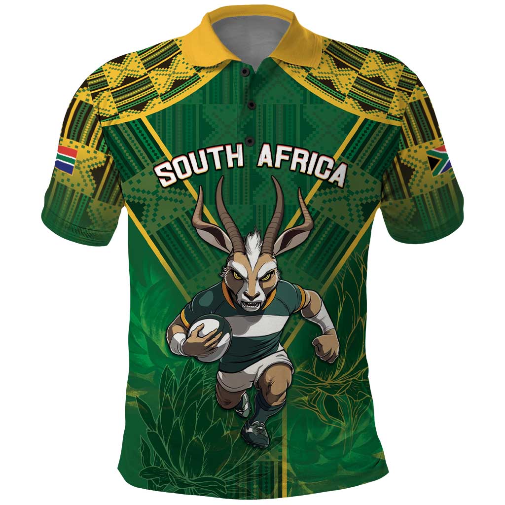 Custom South Africa Rugby 2024 Polo Shirt Go Bokke African Pattern LT05 - Wonder Print Shop