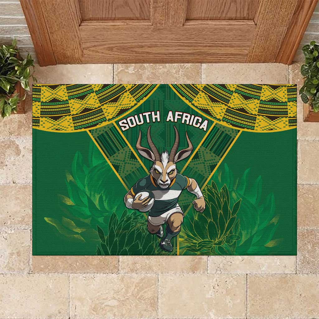 South Africa Rugby 2024 Rubber Doormat Go Bokke African Pattern LT05 - Wonder Print Shop