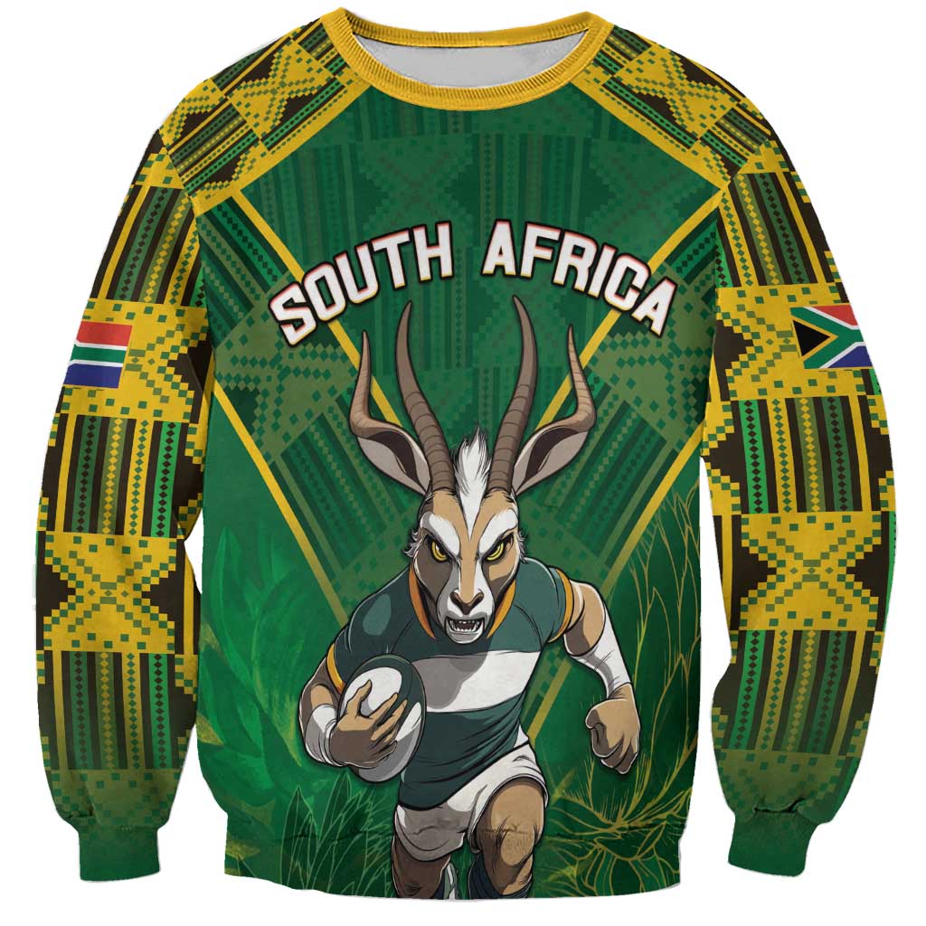 Custom South Africa Rugby 2024 Sweatshirt Go Bokke African Pattern LT05 - Wonder Print Shop