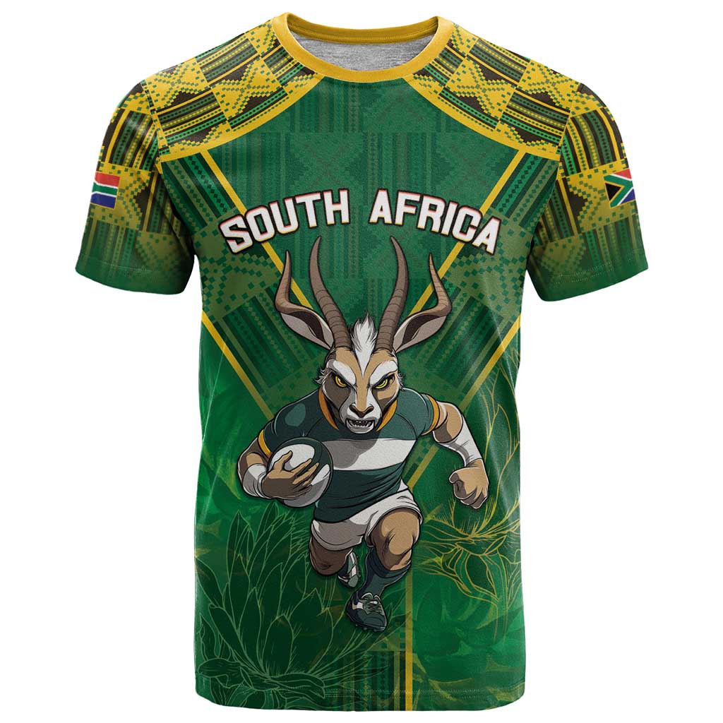 Custom South Africa Rugby 2024 T Shirt Go Bokke African Pattern LT05 - Wonder Print Shop