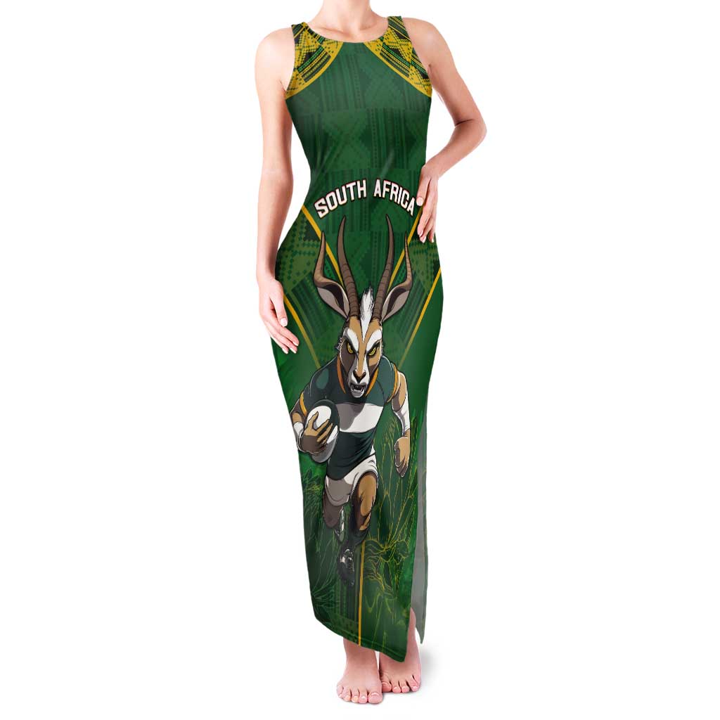 Custom South Africa Rugby 2024 Tank Maxi Dress Go Bokke African Pattern