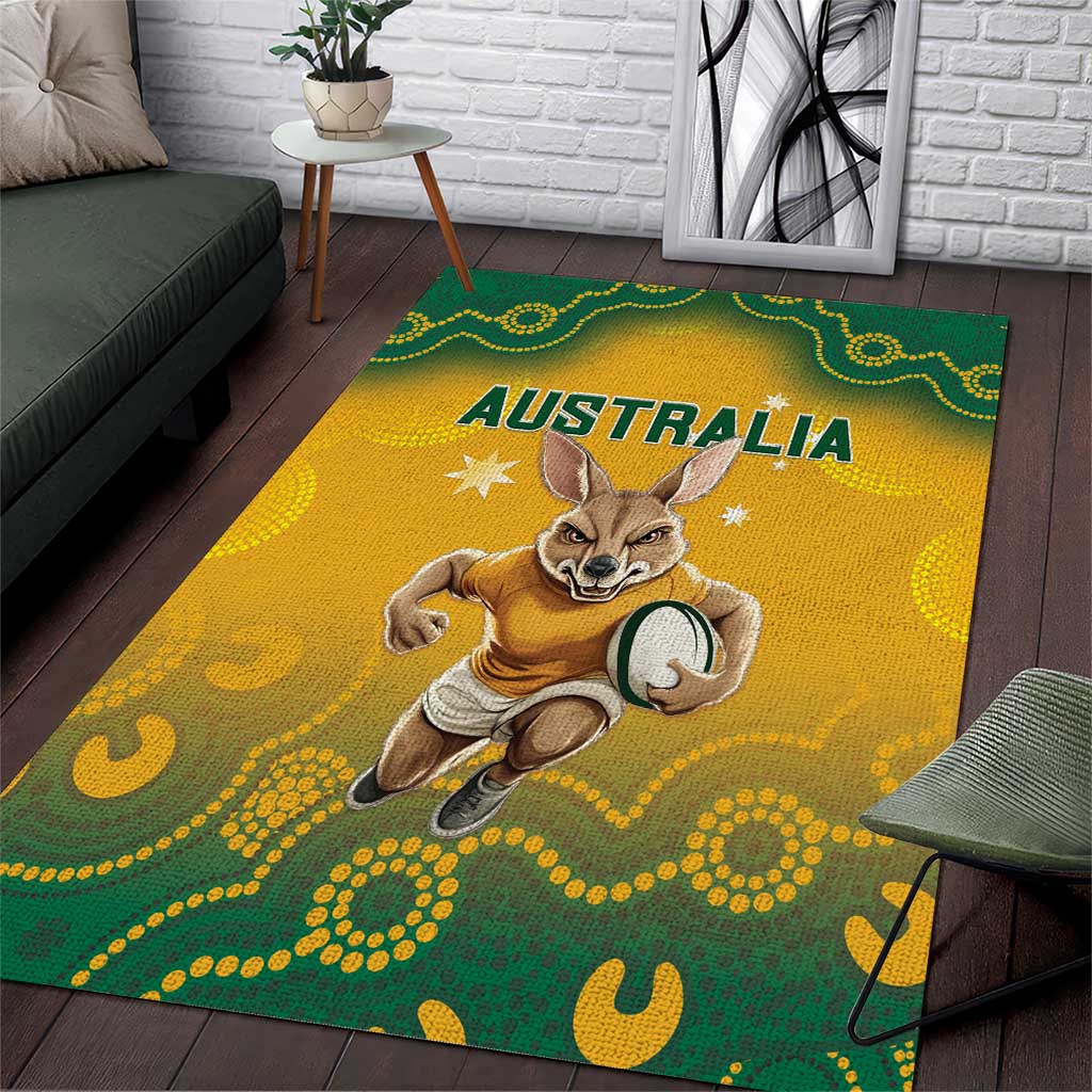 Australia Rugby 2024 Area Rug Go Wallabies Aboriginal Pattern LT05 - Wonder Print Shop