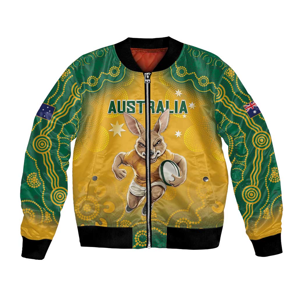 Custom Australia Rugby 2024 Bomber Jacket Go Wallabies Aboriginal Pattern LT05 - Wonder Print Shop