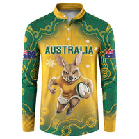 Green and yellow Australia kangaroo button sweatshirt with stars and flag sleeve patches