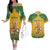 Custom Australia Rugby 2024 Couples Matching Off The Shoulder Long Sleeve Dress and Hawaiian Shirt Go Wallabies Aboriginal Pattern LT05 - Wonder Print Shop