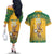 Custom Australia Rugby 2024 Couples Matching Off The Shoulder Long Sleeve Dress and Hawaiian Shirt Go Wallabies Aboriginal Pattern LT05 - Wonder Print Shop