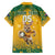 Custom Australia Rugby 2024 Family Matching Off The Shoulder Long Sleeve Dress and Hawaiian Shirt Go Wallabies Aboriginal Pattern LT05 - Wonder Print Shop