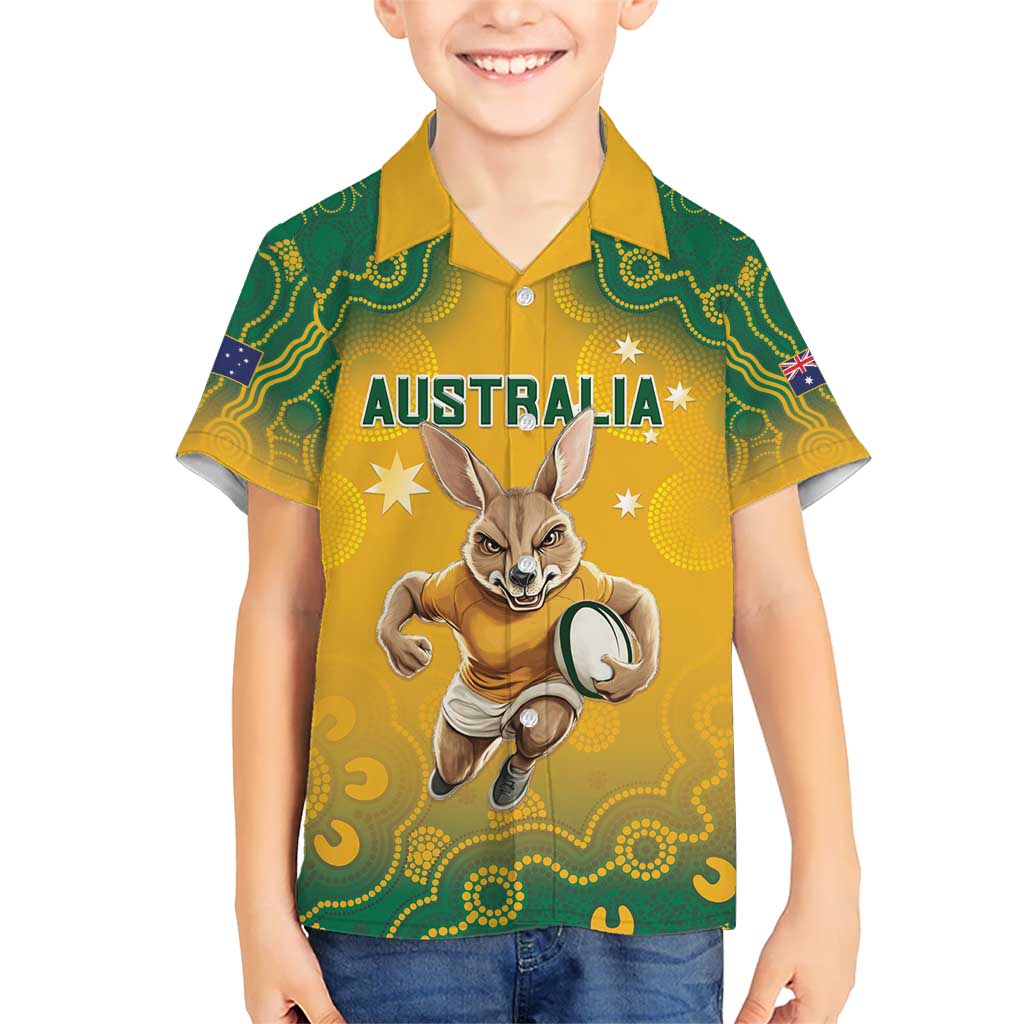 Custom Australia Rugby 2024 Kid Hawaiian Shirt Go Wallabies Aboriginal Pattern LT05 - Wonder Print Shop