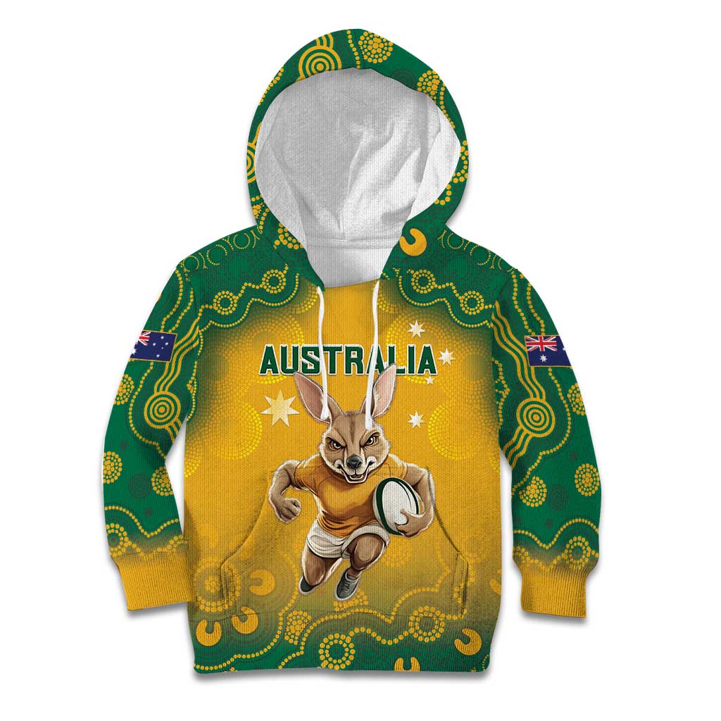 Custom Australia Rugby 2024 Kid Hoodie Go Wallabies Aboriginal Pattern LT05 - Wonder Print Shop