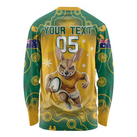 Long sleeve rugby shirt back with kangaroo graphic, YOUR TEXT 05 print and star motifs