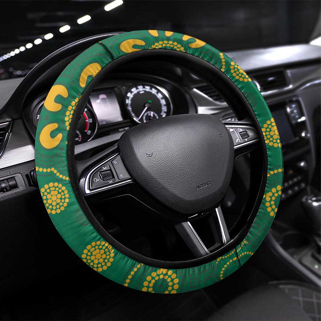 Australia Rugby 2024 Steering Wheel Cover Go Wallabies Aboriginal Pattern