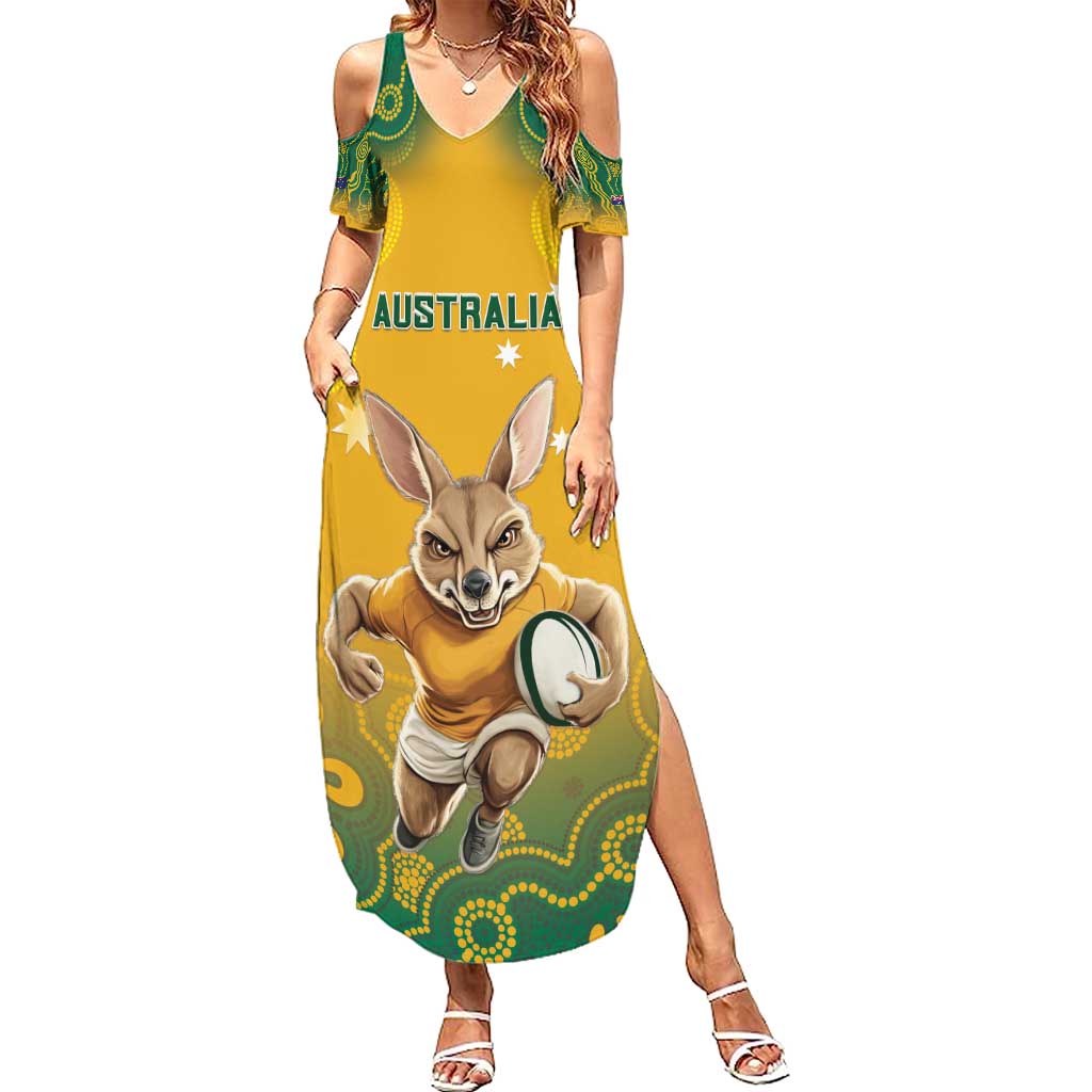 Custom Australia Rugby 2024 Summer Maxi Dress Go Wallabies Aboriginal Pattern