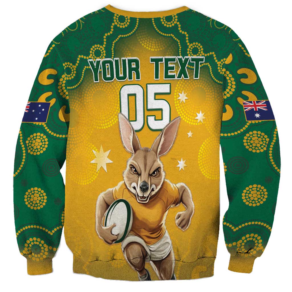 Yellow and green sweatshirt with kangaroo graphic and back text YOUR TEXT 05
