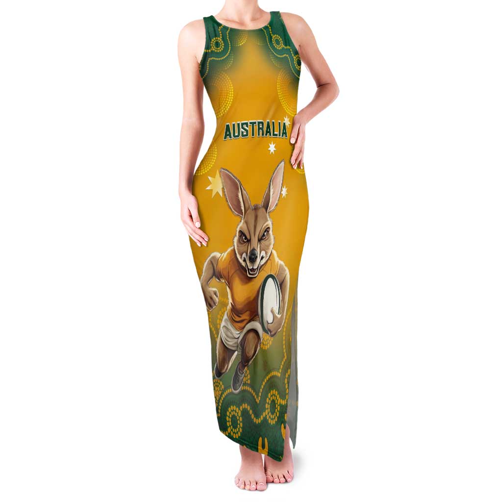 Custom Australia Rugby 2024 Tank Maxi Dress Go Wallabies Aboriginal Pattern