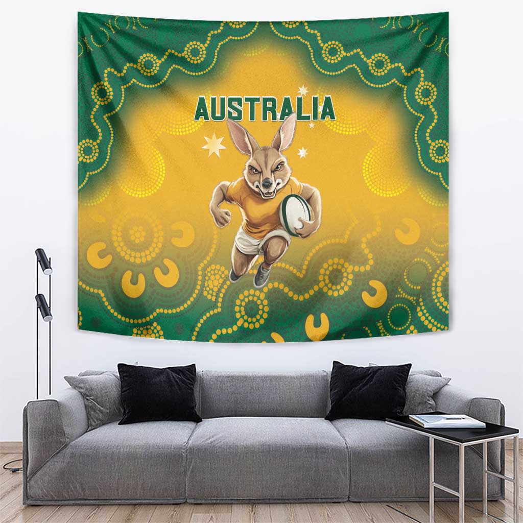 Australia Rugby 2024 Tapestry Go Wallabies Aboriginal Pattern