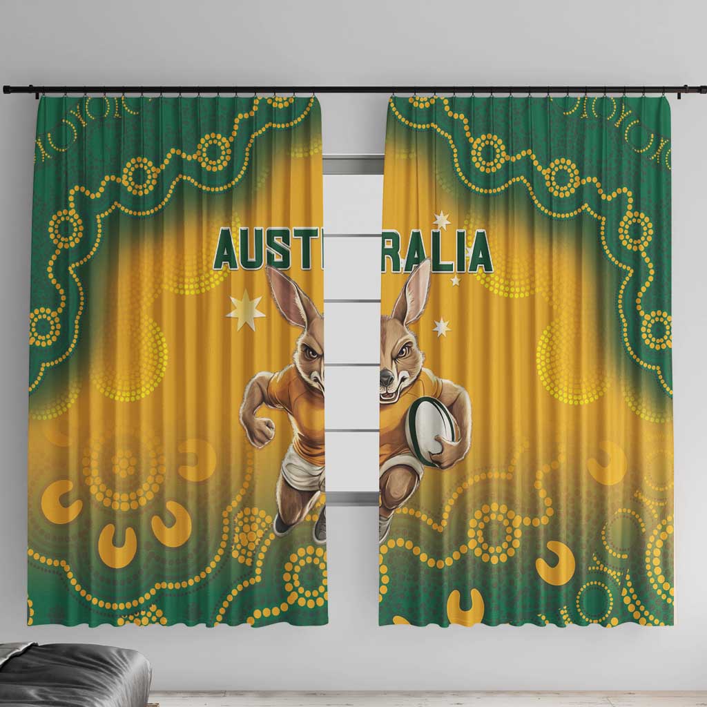 Australia Rugby 2024 Window Curtain Go Wallabies Aboriginal Pattern