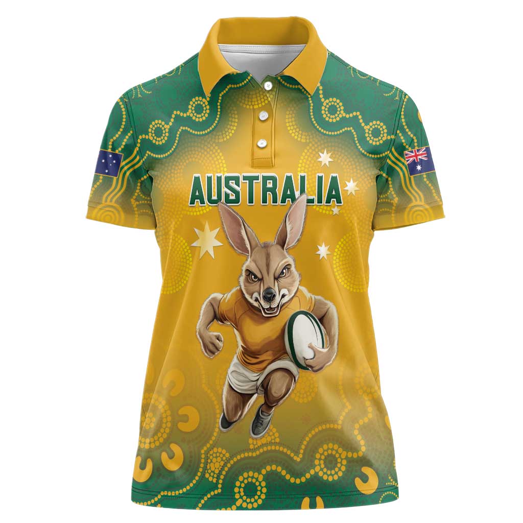 Custom Australia Rugby 2024 Women Polo Shirt Go Wallabies Aboriginal Pattern