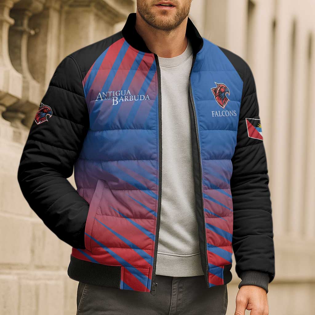 Custom Antigua and Barbuda Cricket Bomber Puffer Jacket Falcons Unstoppable - Wonder Print Shop