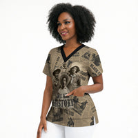 Black Cowboy Scrub Top Western Rodeo Melanin Black History