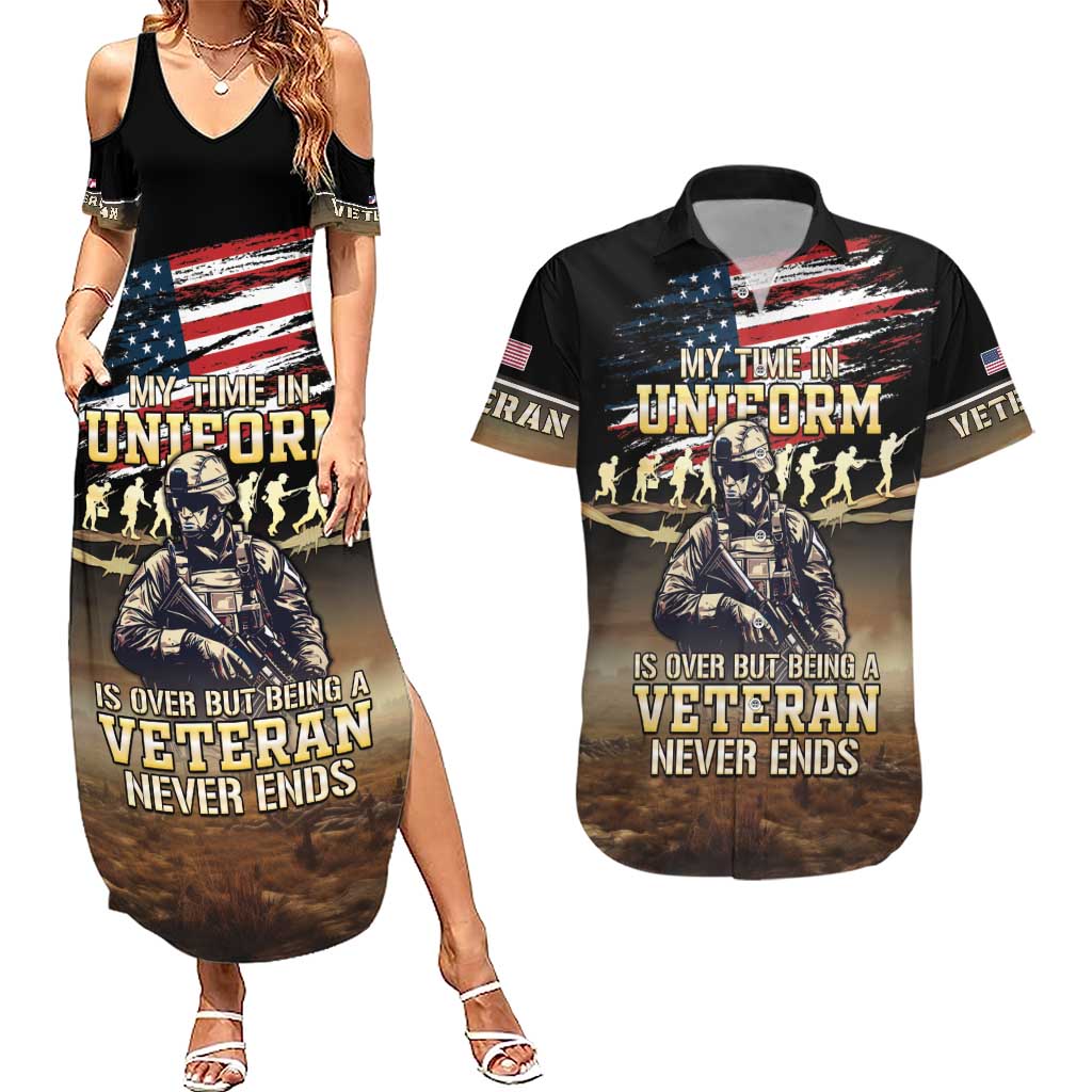 United States Veterans Day Couples Matching Summer Maxi Dress and Hawaiian Shirt Thank You Veterans Proud US Flag LT05 - Wonder Print Shop