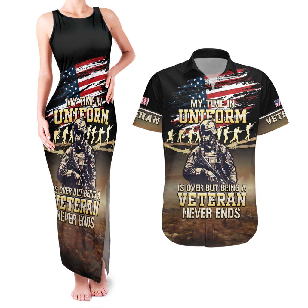 United States Veterans Day Couples Matching Tank Maxi Dress and Hawaiian Shirt Thank You Veterans Proud US Flag LT05 - Wonder Print Shop