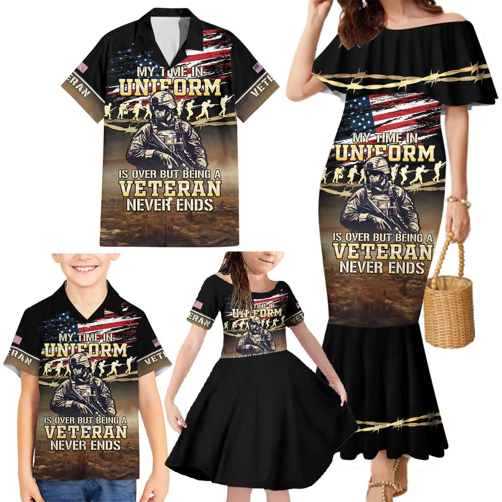 United States Veterans Day Family Matching Mermaid Dress and Hawaiian Shirt Thank You Veterans Proud US Flag LT05 - Wonder Print Shop