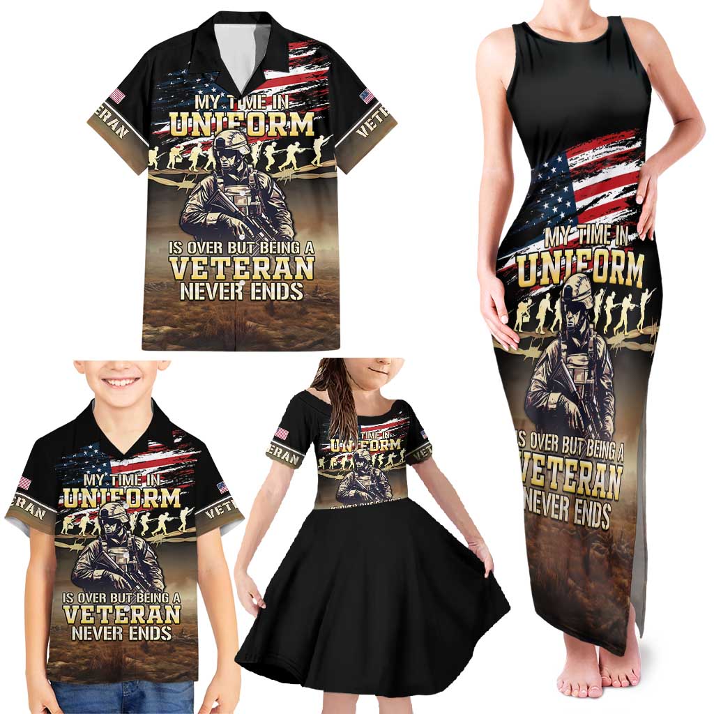 United States Veterans Day Family Matching Tank Maxi Dress and Hawaiian Shirt Thank You Veterans Proud US Flag LT05 - Wonder Print Shop