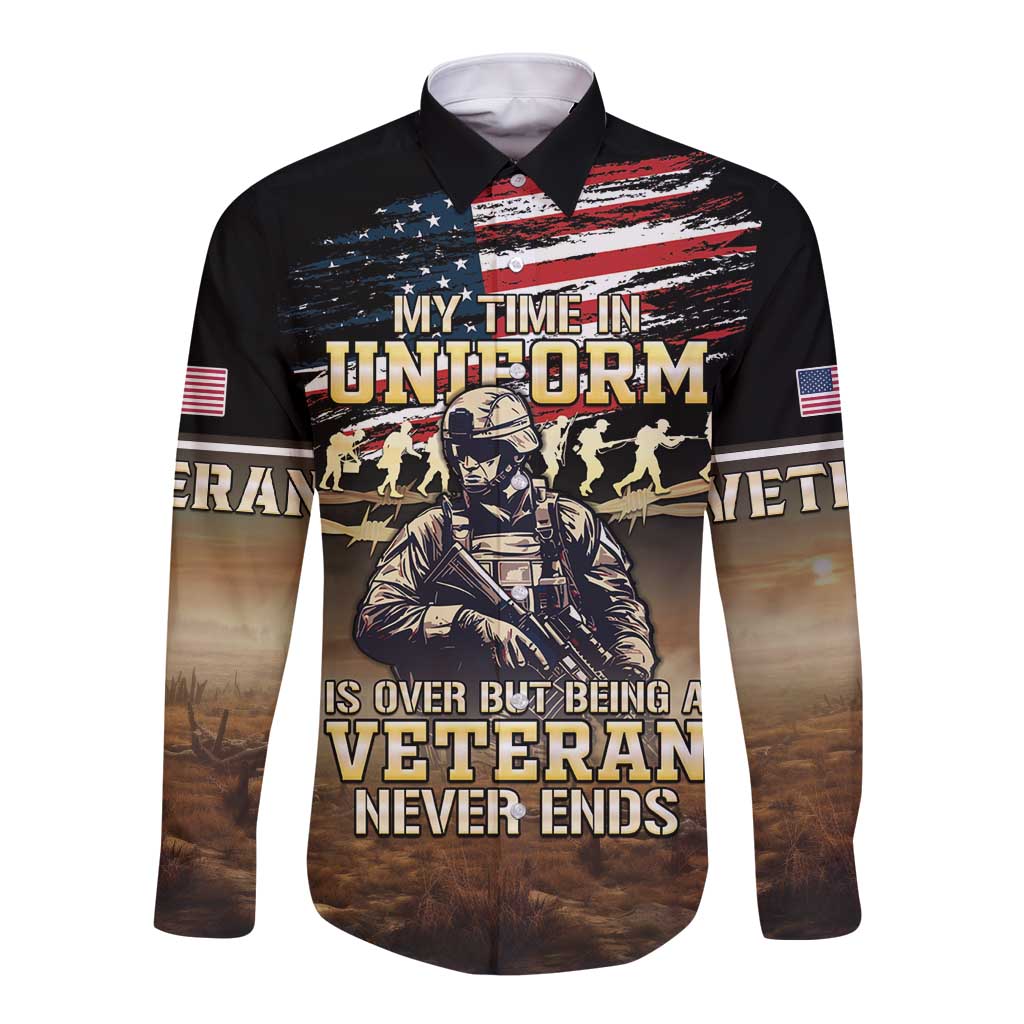 United States Veterans Day Long Sleeve Button Shirt Thank You Veterans Proud US Flag LT05 - Wonder Print Shop