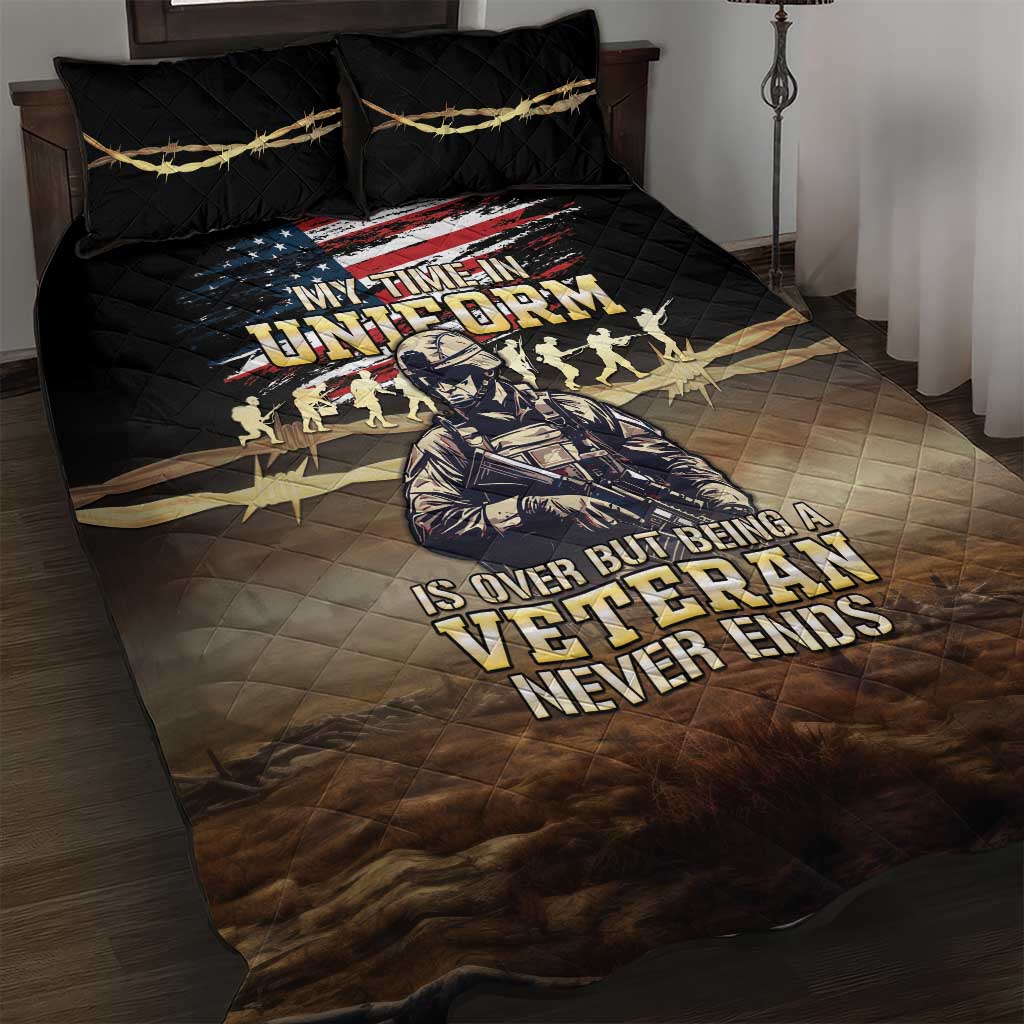 United States Veterans Day Quilt Bed Set Thank You Veterans Proud US Flag