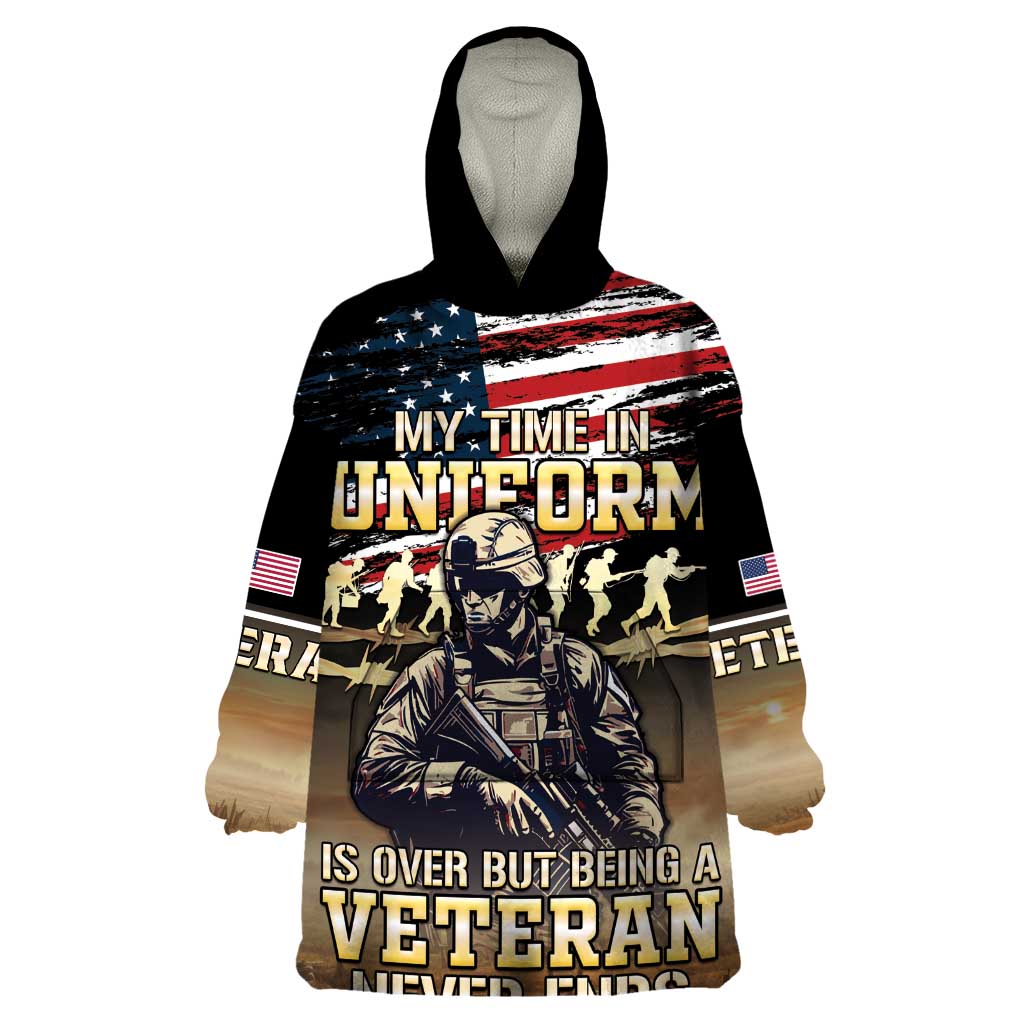 United States Veterans Day Wearable Blanket Hoodie Thank You Veterans Proud US Flag