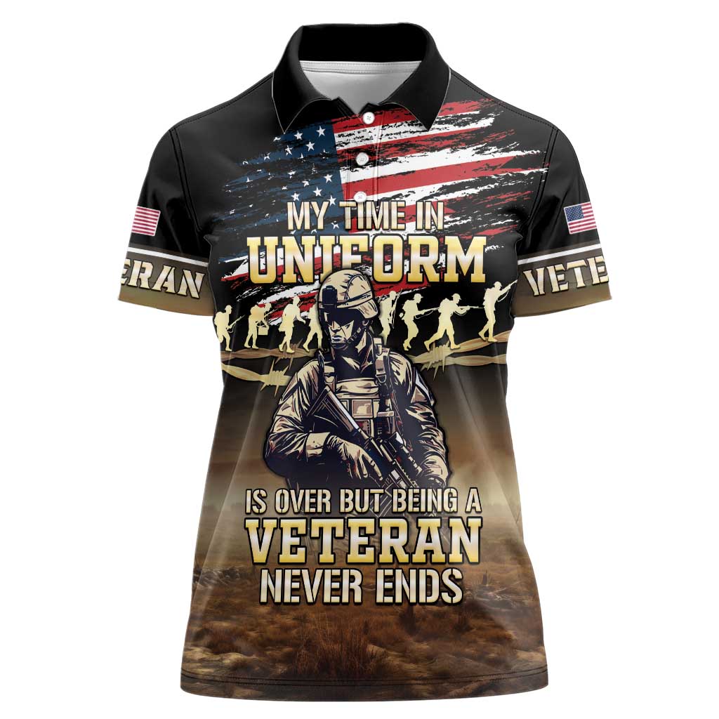 United States Veterans Day Women Polo Shirt Thank You Veterans Proud US Flag