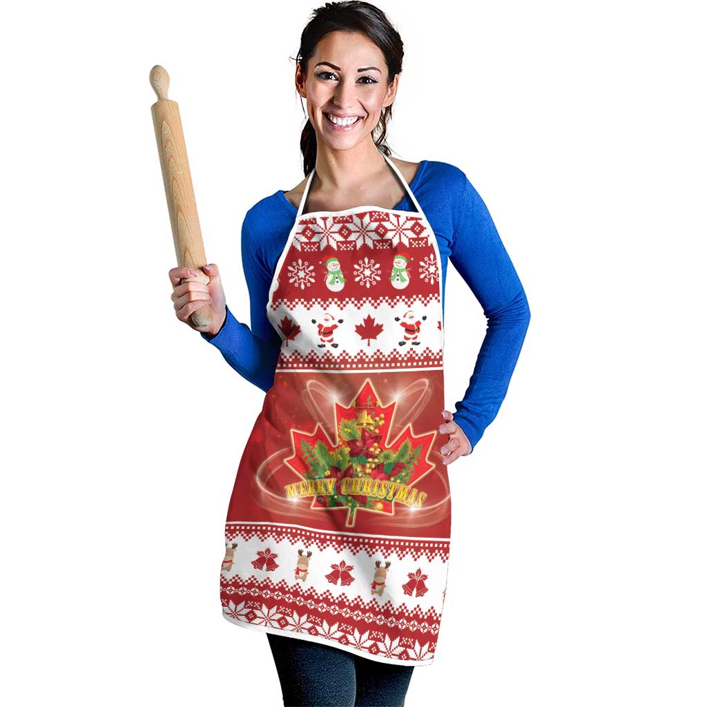 Merry Christmas Canada Apron Festive Maple Leaf Xmas - Wonder Print Shop