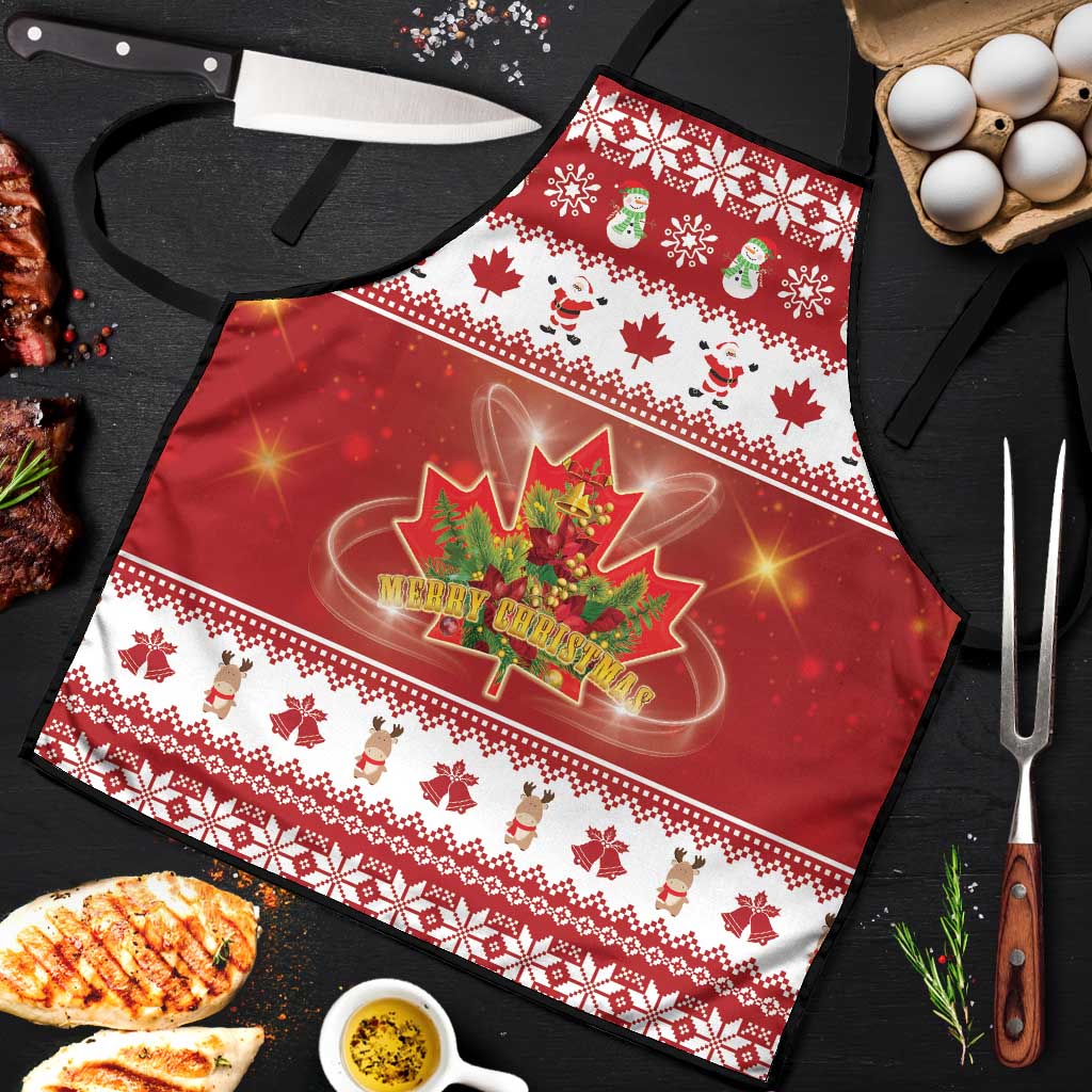 Merry Christmas Canada Apron Festive Maple Leaf Xmas - Wonder Print Shop