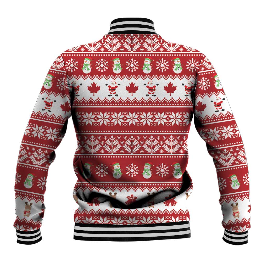 Merry Christmas Canada Baseball Jacket Festive Maple Leaf Xmas - Wonder Print Shop