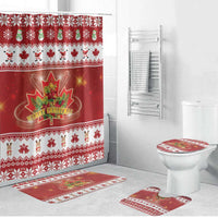 Merry Christmas Canada Bathroom Set Festive Maple Leaf Xmas - Wonder Print Shop