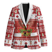 Merry Christmas Canada Blazer Festive Maple Leaf Xmas - Wonder Print Shop