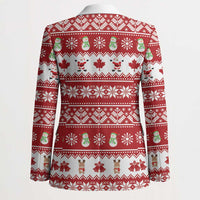 Merry Christmas Canada Blazer Festive Maple Leaf Xmas - Wonder Print Shop