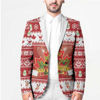 Merry Christmas Canada Blazer Festive Maple Leaf Xmas - Wonder Print Shop
