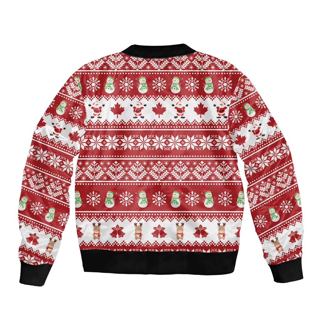Merry Christmas Canada Bomber Jacket Festive Maple Leaf Xmas - Wonder Print Shop