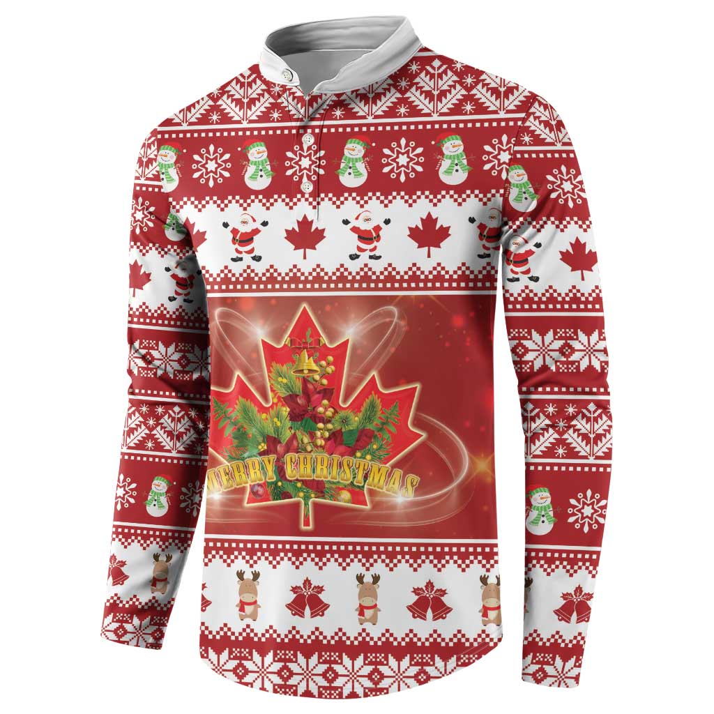 Merry Christmas Canada Button Sweatshirt Festive Maple Leaf Xmas - Wonder Print Shop