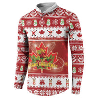 Merry Christmas Canada Button Sweatshirt Festive Maple Leaf Xmas - Wonder Print Shop