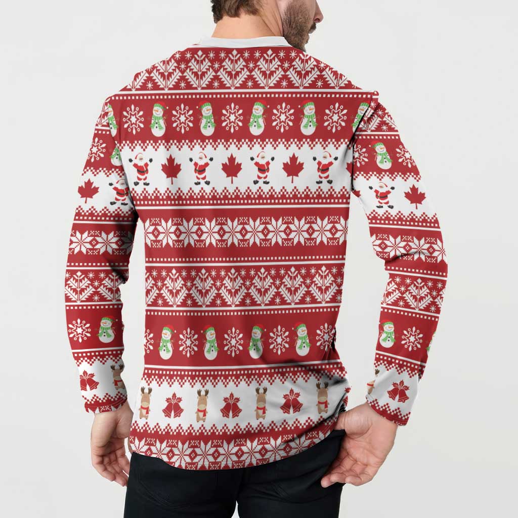 Merry Christmas Canada Button Sweatshirt Festive Maple Leaf Xmas - Wonder Print Shop