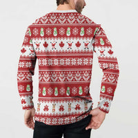 Merry Christmas Canada Button Sweatshirt Festive Maple Leaf Xmas - Wonder Print Shop