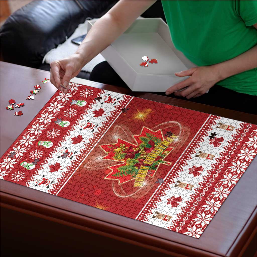 Merry Christmas Canada Puzzle Festive Maple Leaf Xmas - Wonder Print Shop