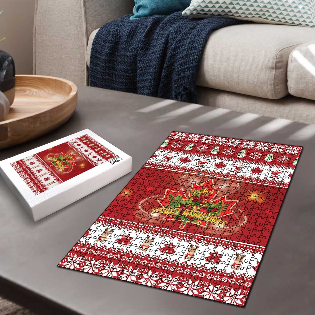 Merry Christmas Canada Puzzle Festive Maple Leaf Xmas - Wonder Print Shop