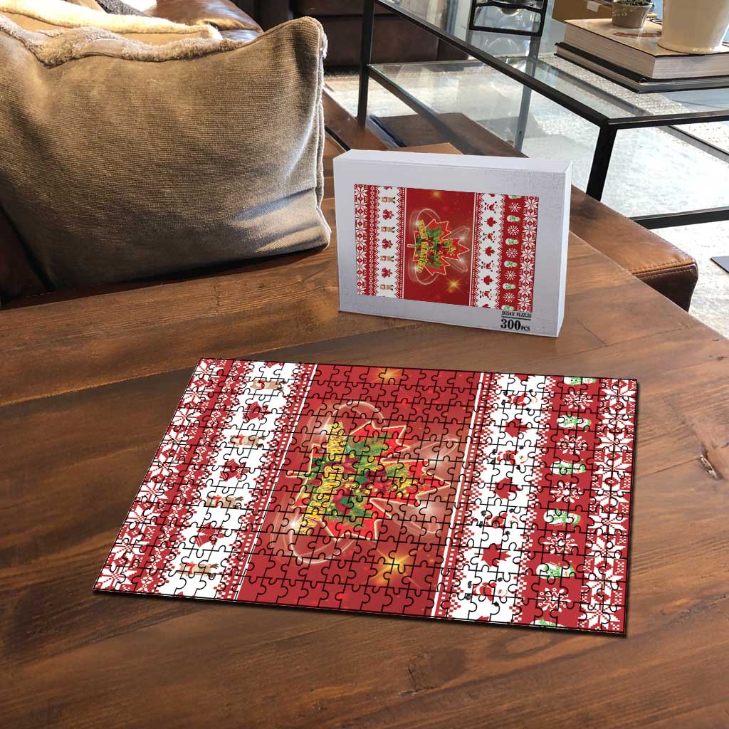 Merry Christmas Canada Puzzle Festive Maple Leaf Xmas - Wonder Print Shop