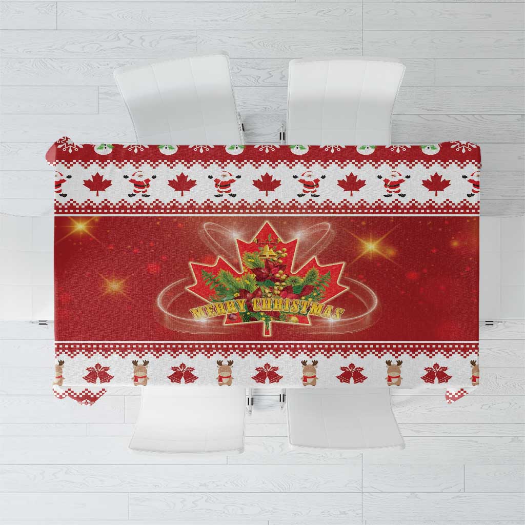 Merry Christmas Canada Tablecloth Festive Maple Leaf Xmas - Wonder Print Shop