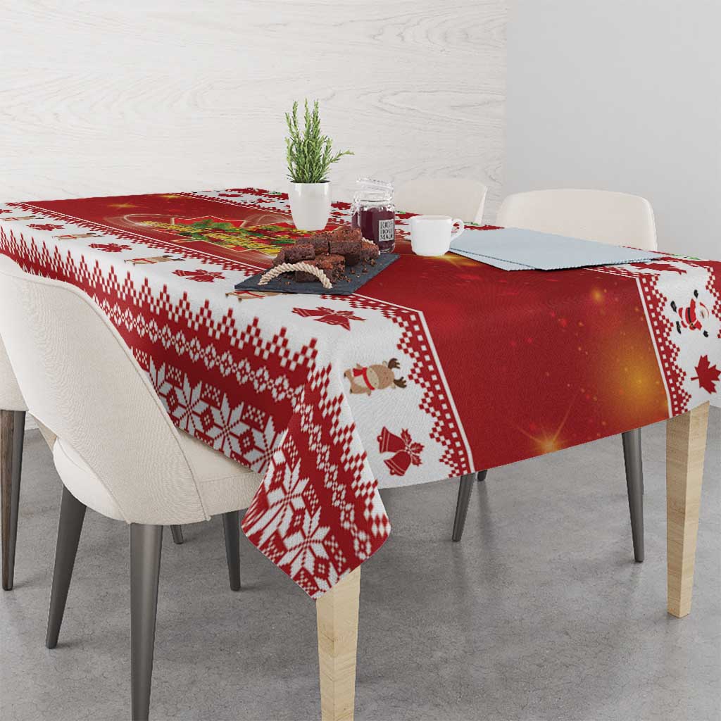 Merry Christmas Canada Tablecloth Festive Maple Leaf Xmas - Wonder Print Shop